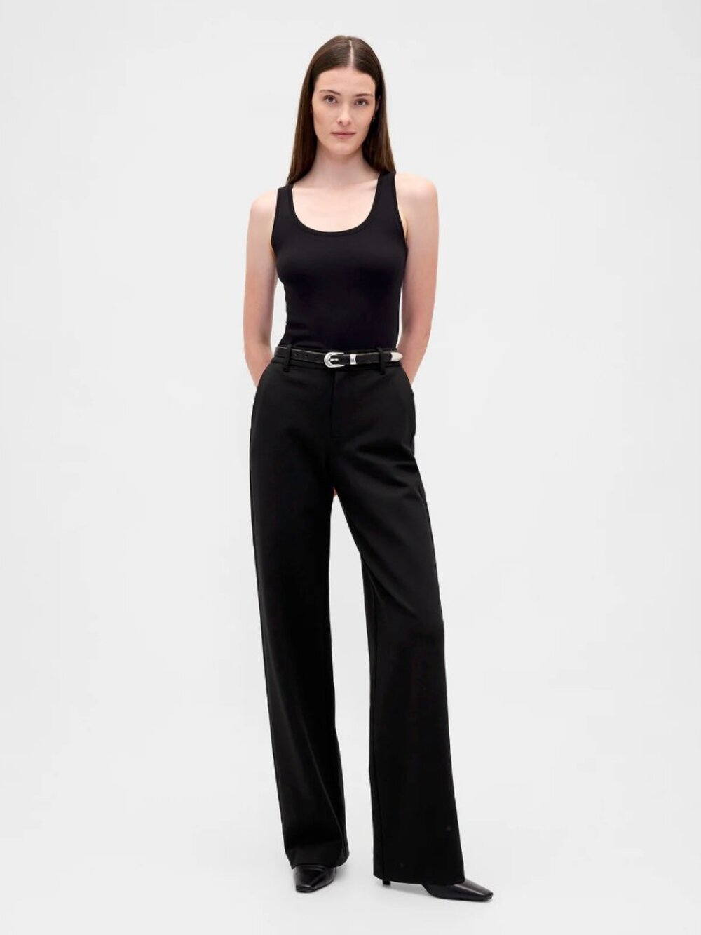 High Rise Double Knit Wide-Leg Pants